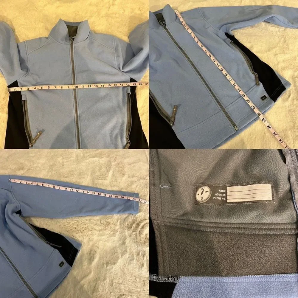 REI Fleece Full Zip Up Jacket light blue black big kids XL (16/18)